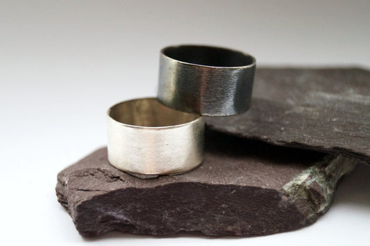 Recycled Sterling Silver Wide Band Ring ~ chunky ring, unisex, men's ring, oxidised, statement ring, band