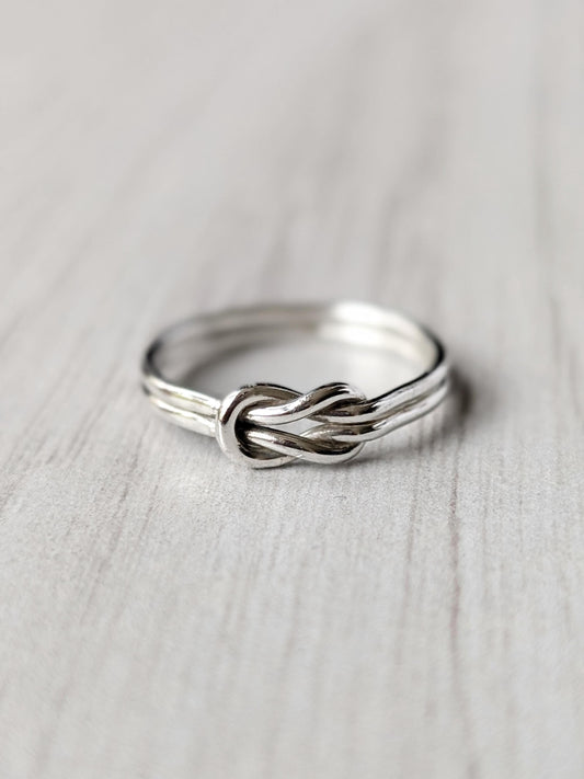 Love Knot Recycled Sterling Silver Ring ~ stackable, texture, statement, infinity, gift for her, gift for him