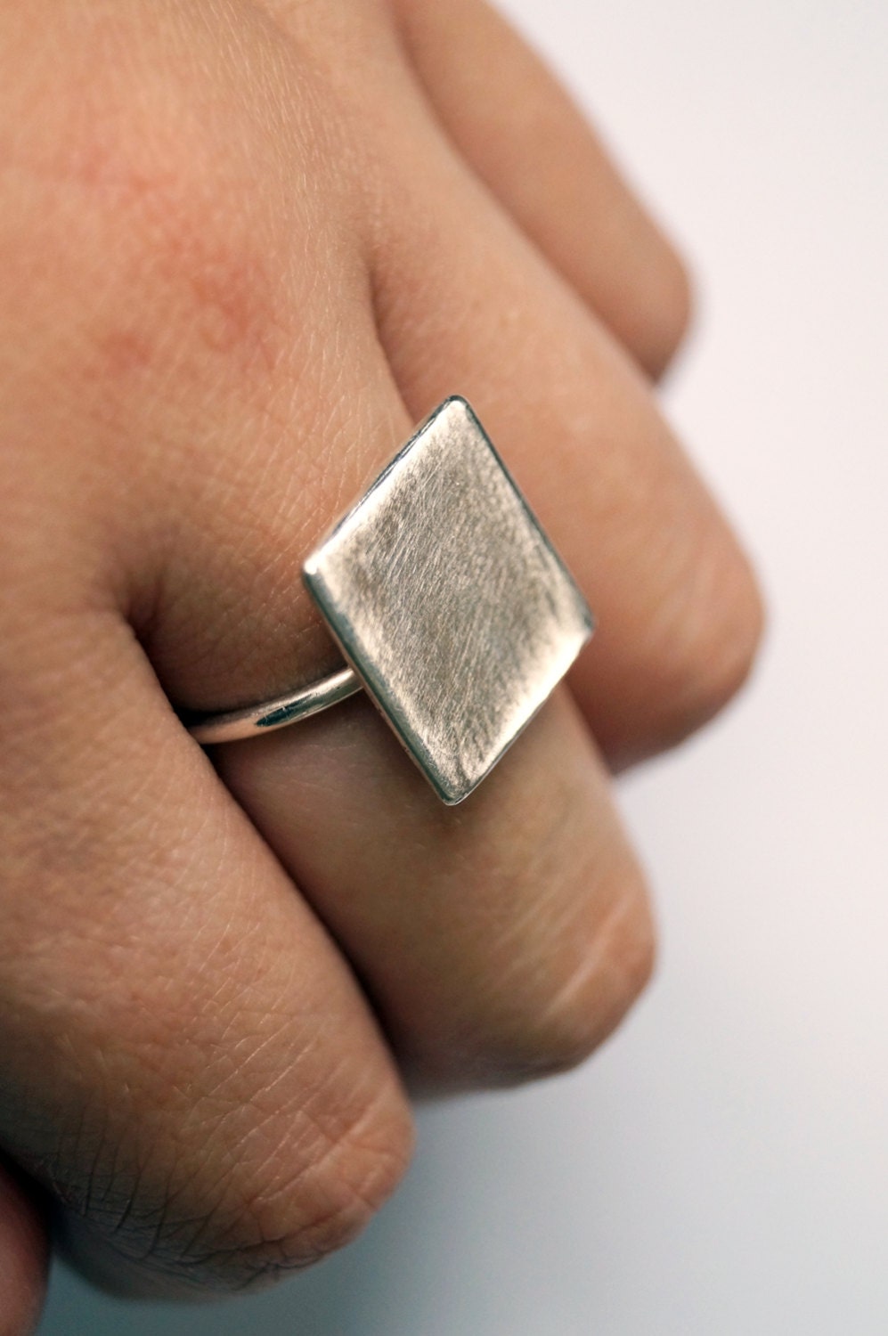 Recycled Sterling Silver Big Square Ring ~ stacking ring, triangle, geometry