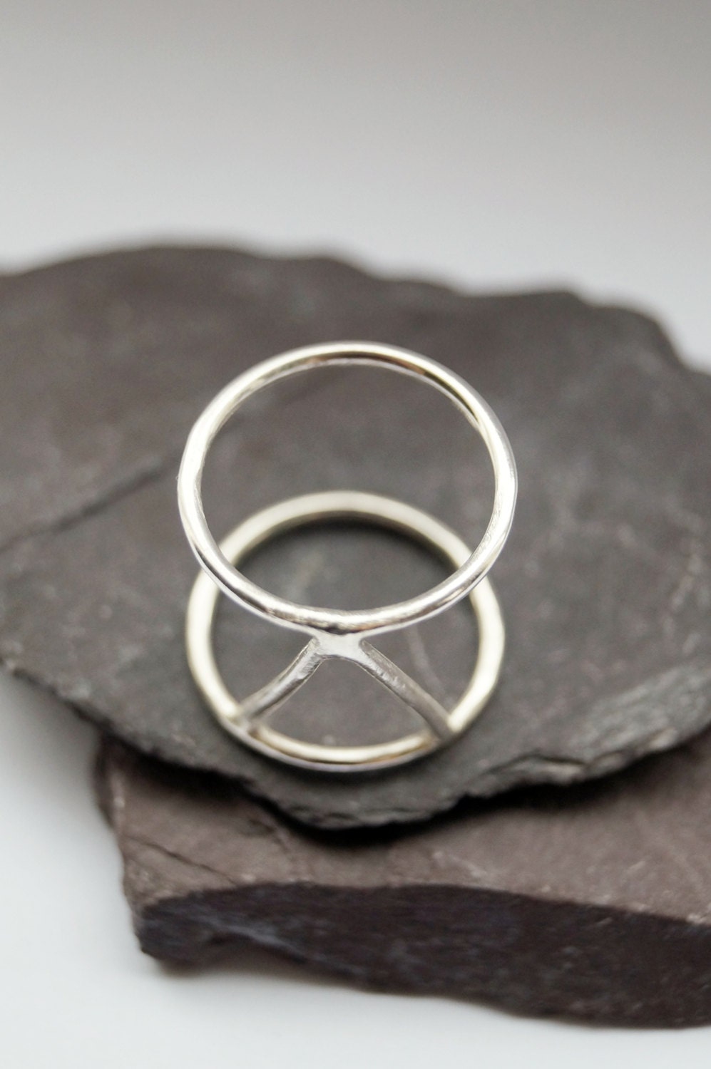 Recycled Sterling Silver Three Points Cage Ring ~ statement ring, triangle, geometry