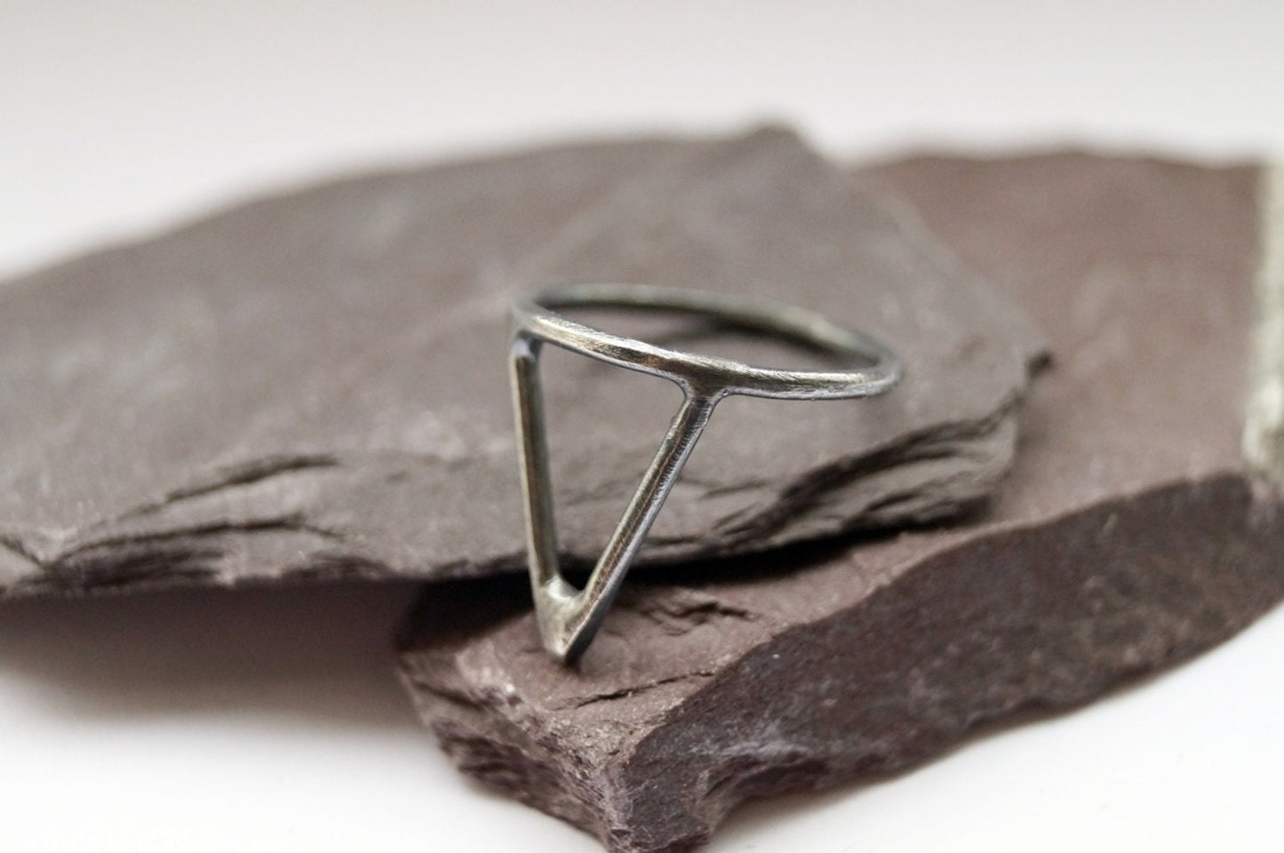 Recycled Sterling Silver Three Points Ring ~ stacking ring, triangle, geometry