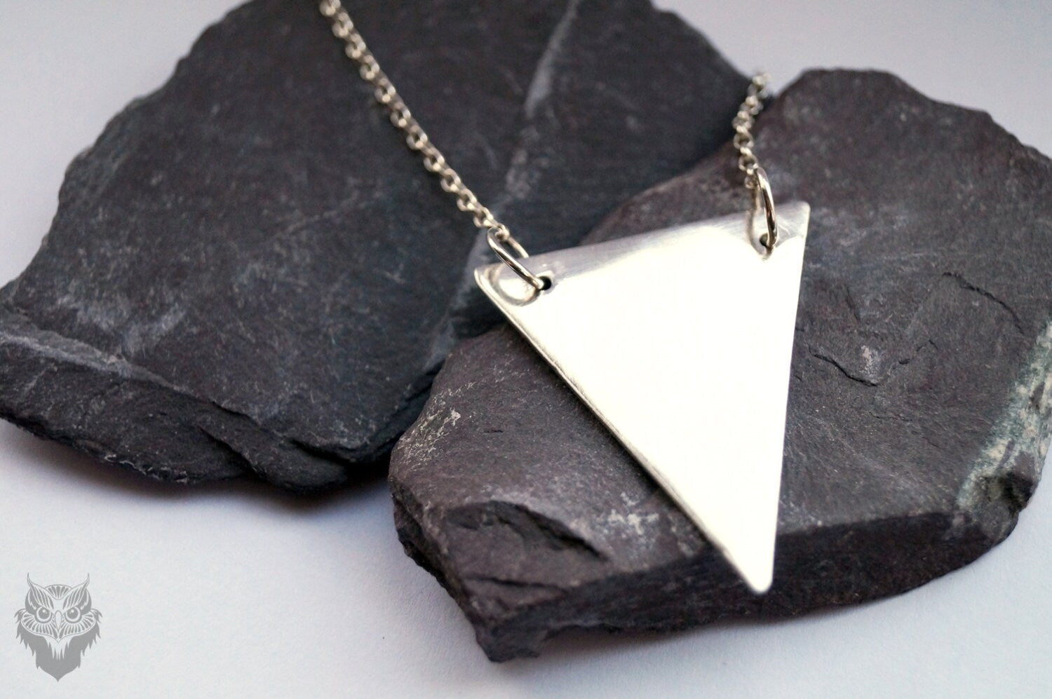 Large Triangle Sterling Silver Necklace ~ modern, geometric, triangle, pendant, recycled