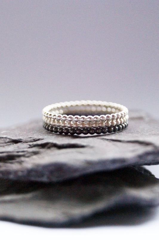 Three Ombre Beaded Recycled Sterling Silver Stacking Rings ~ stackable