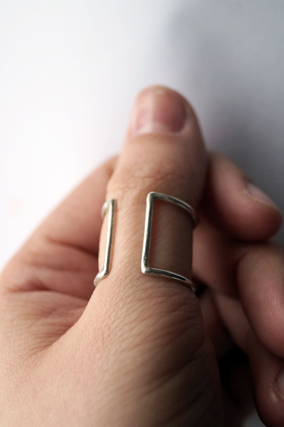 Recycled Sterling Silver Geometric Open Cage Ring ~ stacking ring, geometric, minimal, thumb ring, wide, silver, statement, adjustable, open