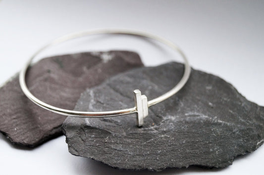 Recycled Sterling Silver Parallels Bangle ~ simple, modern, stacking, geometric, bangle, bracelet, gift, birthday