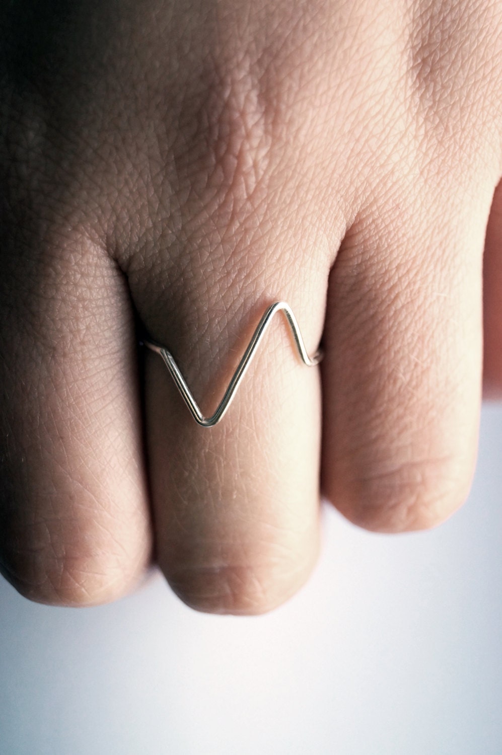 Recycled Sterling Silver Lifeline Ring ~ sterling silver ring, stacking ring, heartbeat, love, romance, simple, unique, modern