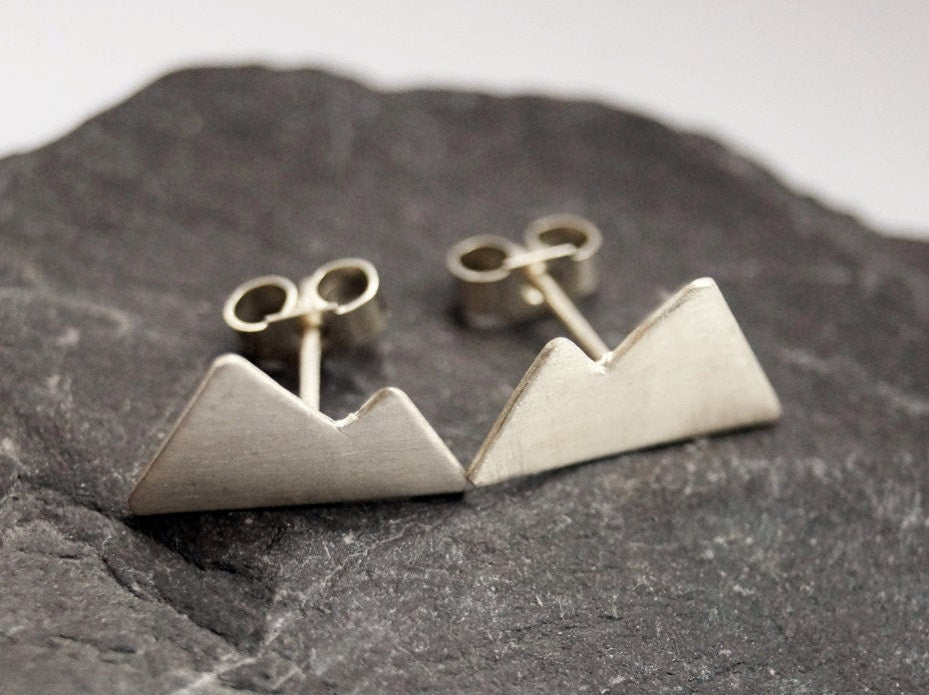 Little Mountains Sterling Silver Earrings ~ studs, nature, minimal, recycled