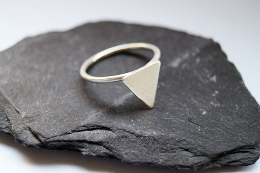 Recycled Sterling Silver Peak Ring ~ stacking ring, triangle, geometry, modern, statement, sterling silver, modern, stackable