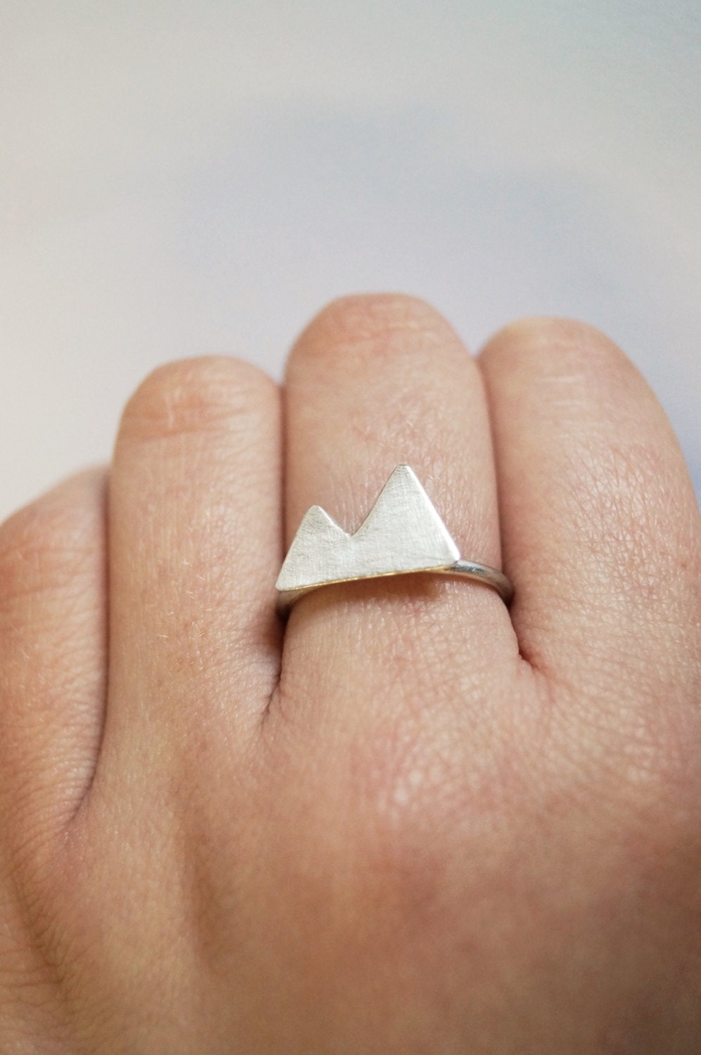 Recycled Sterling Silver Two Peaks Ring ~ stacking ring, triangle, geometry, modern, statement, mountain