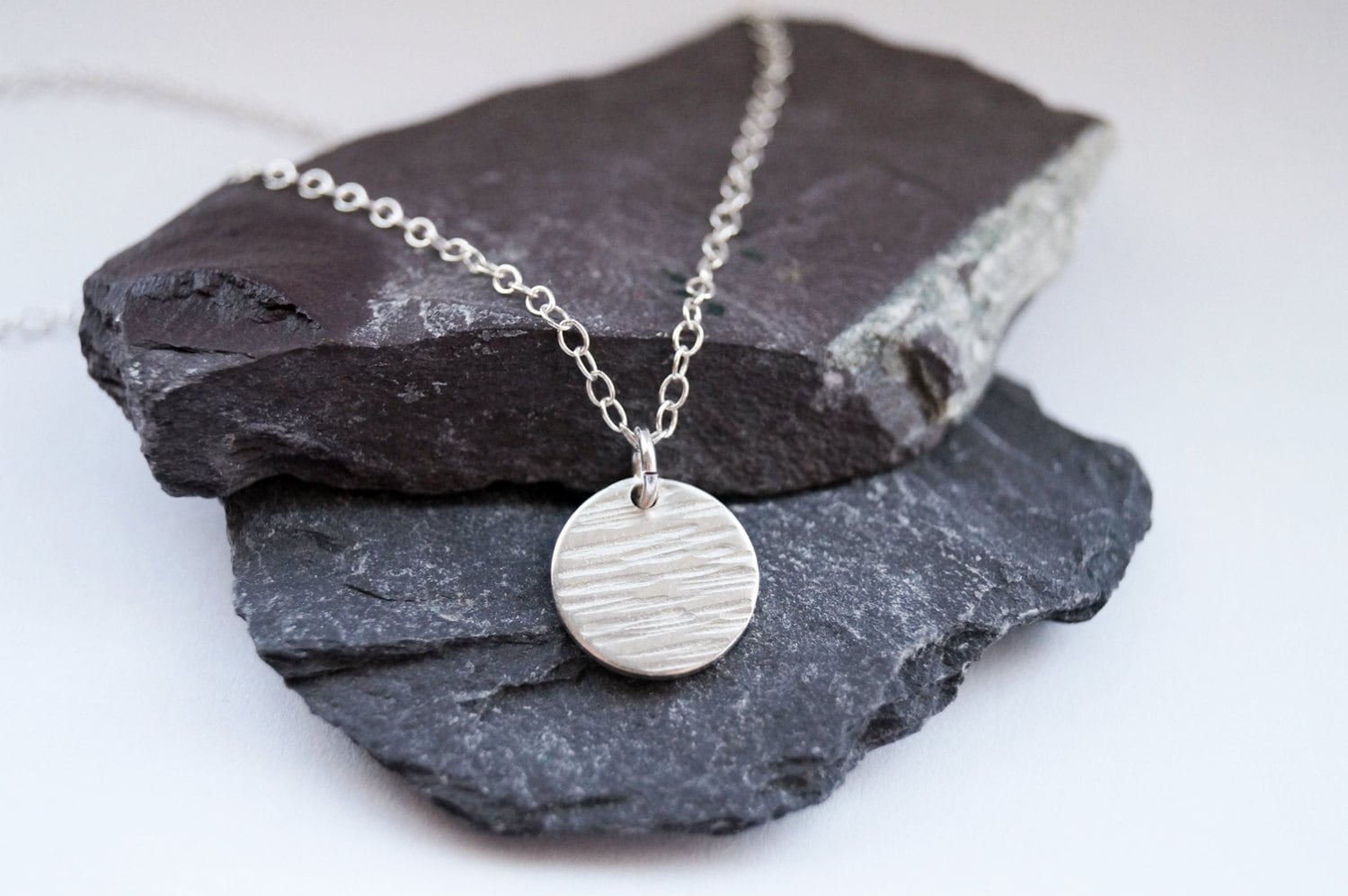 Sterling Silver Hammered Disc Necklace ~ minimal, modern, delicate, bridesmaid, wedding