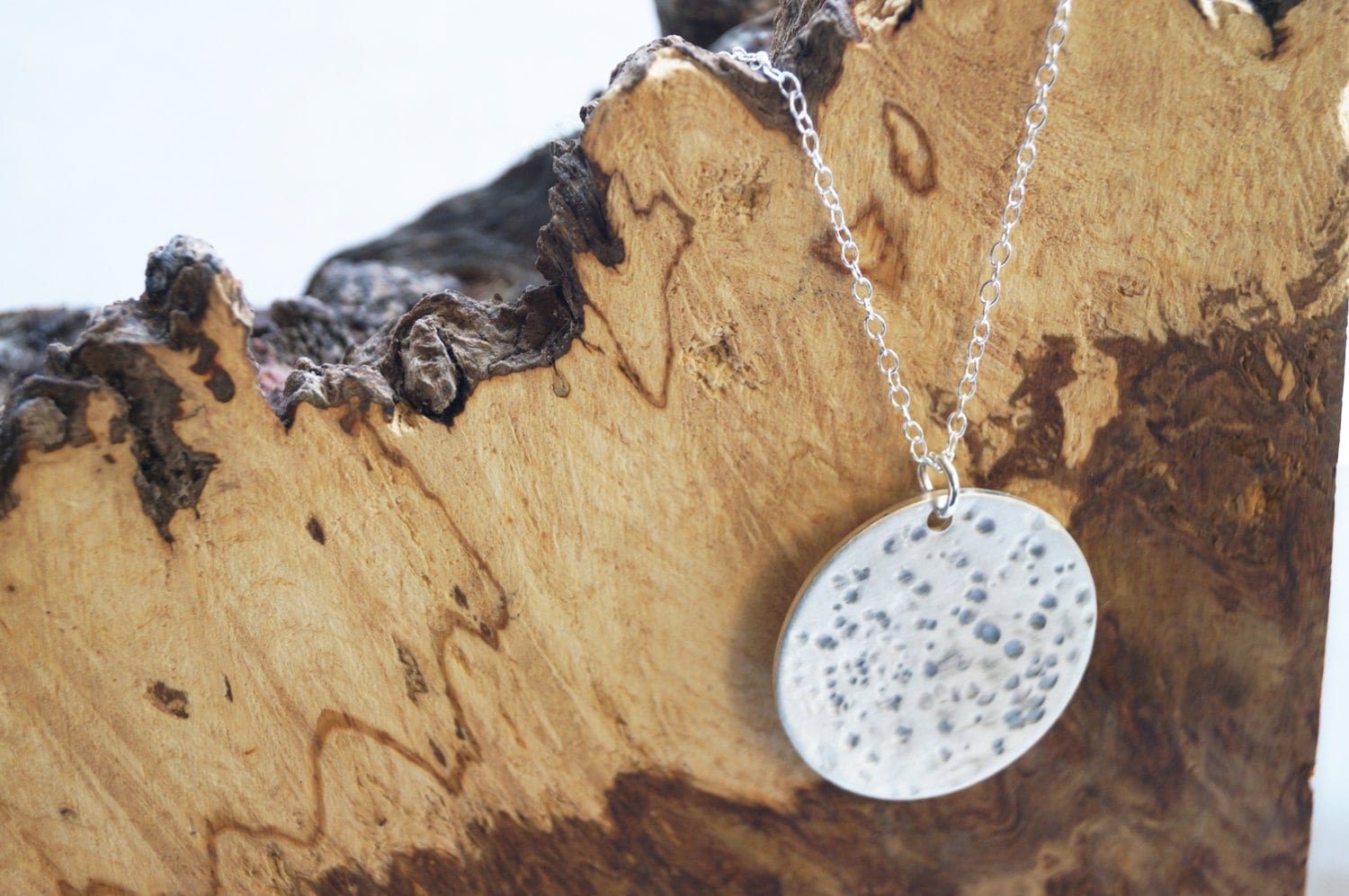 Sterling Silver Moon Necklace ~ stars, space, cosmos, modern, simple, large, statement, moon